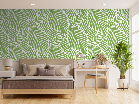 Tropical Palm Leaf Mural