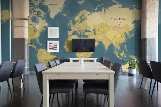 Vintage World Map Mural